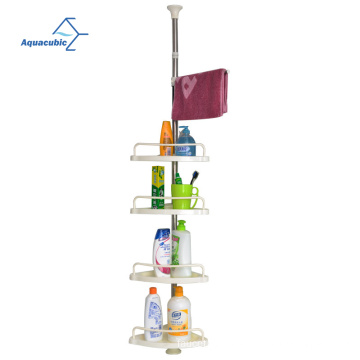 Aquacubic 4 Tier Adjustable Bathroom Floor to Ceiling Storage Rack Organizer Corner Shower Caddy Tension Pole Rustproof